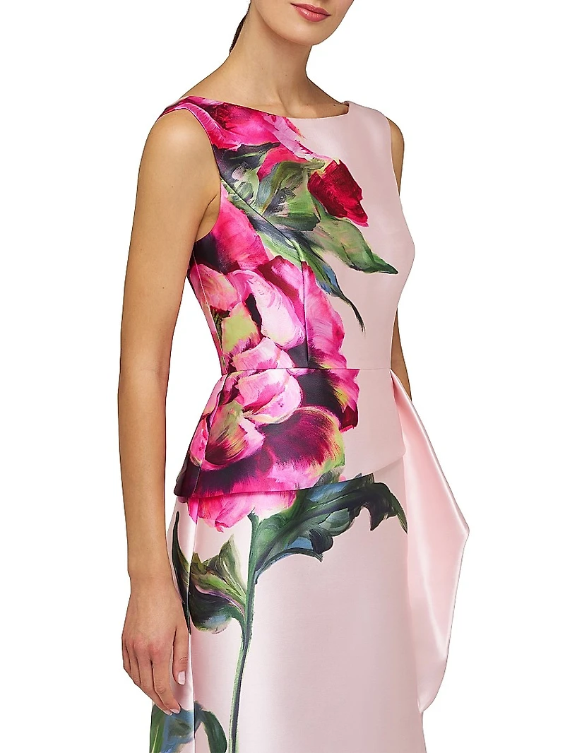 Luciana Satin Floral Column Gown