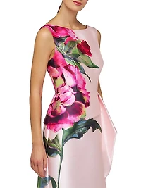 Luciana Satin Floral Column Gown