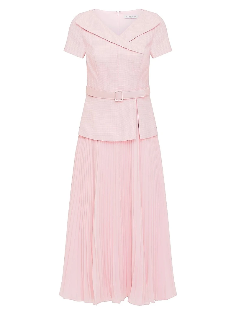 Mila Stretch-Bouclé Belted Floor-Length Dress