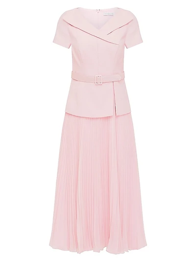 Mila Stretch-Bouclé Belted Floor-Length Dress