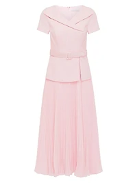 Mila Stretch-Bouclé Belted Floor-Length Dress