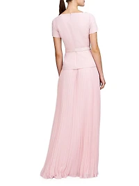 Mila Stretch-Bouclé Belted Floor-Length Dress
