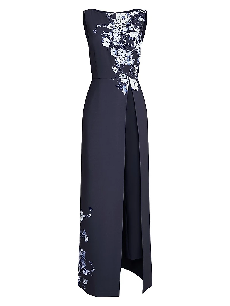 Esti Floral Stretch-Crêpe Walk-Thru Jumpsuit