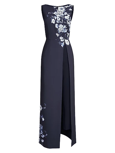 Esti Floral Stretch-Crêpe Walk-Thru Jumpsuit