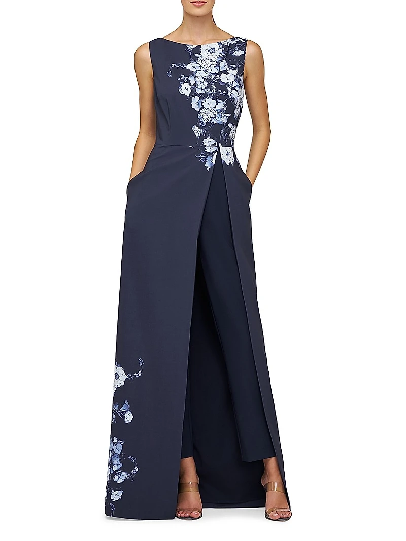 Esti Floral Stretch-Crêpe Walk-Thru Jumpsuit