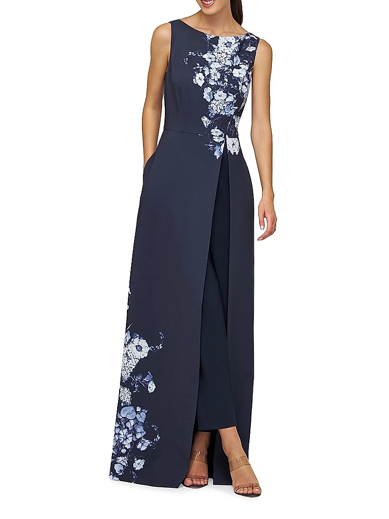 Esti Floral Stretch-Crêpe Walk-Thru Jumpsuit