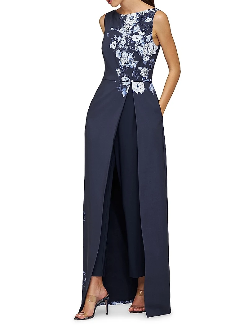 Esti Floral Stretch-Crêpe Walk-Thru Jumpsuit