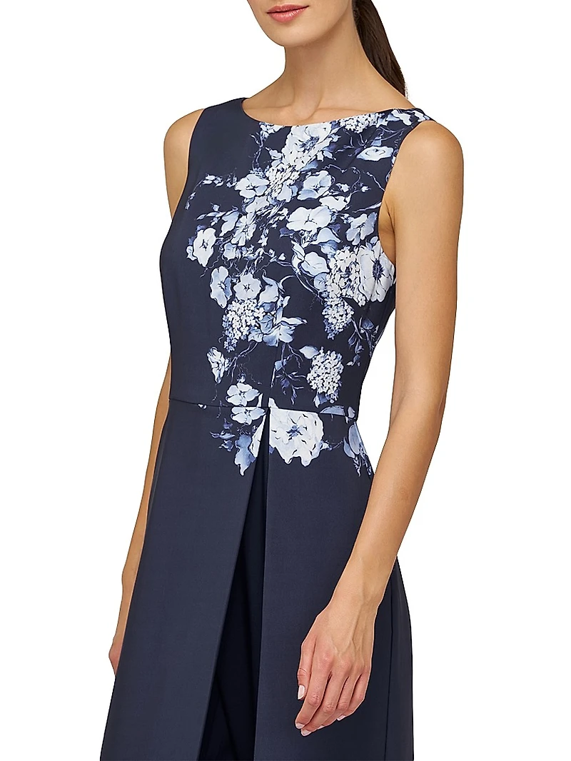 Esti Floral Stretch-Crêpe Walk-Thru Jumpsuit