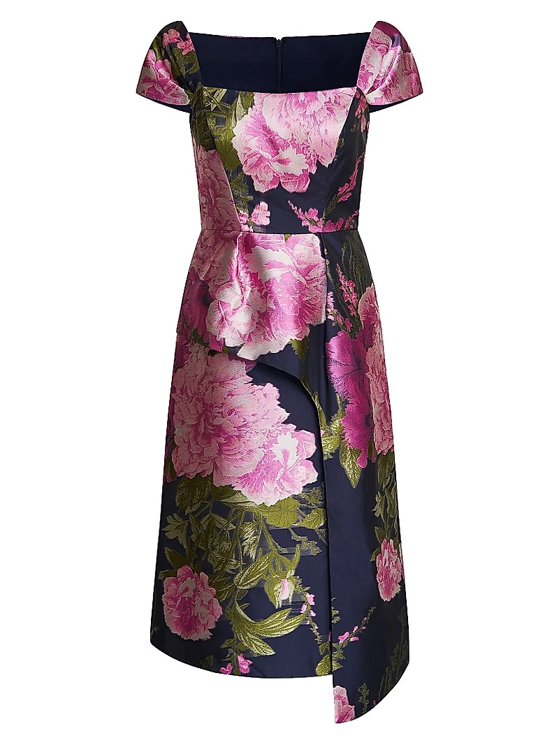 Blanca Floral Satin Sash Midi-Dress