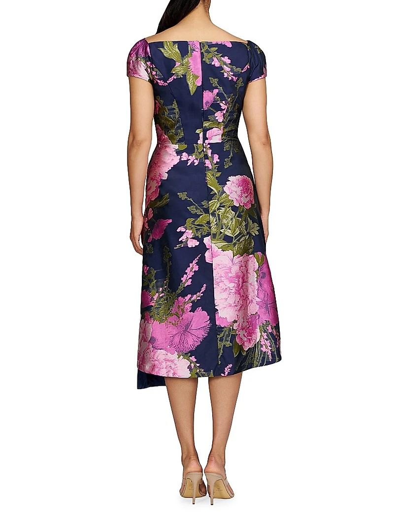 Blanca Floral Satin Sash Midi-Dress