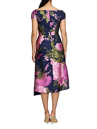 Blanca Floral Satin Sash Midi-Dress