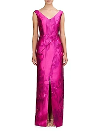 Astrid Floral Satin Column Gown