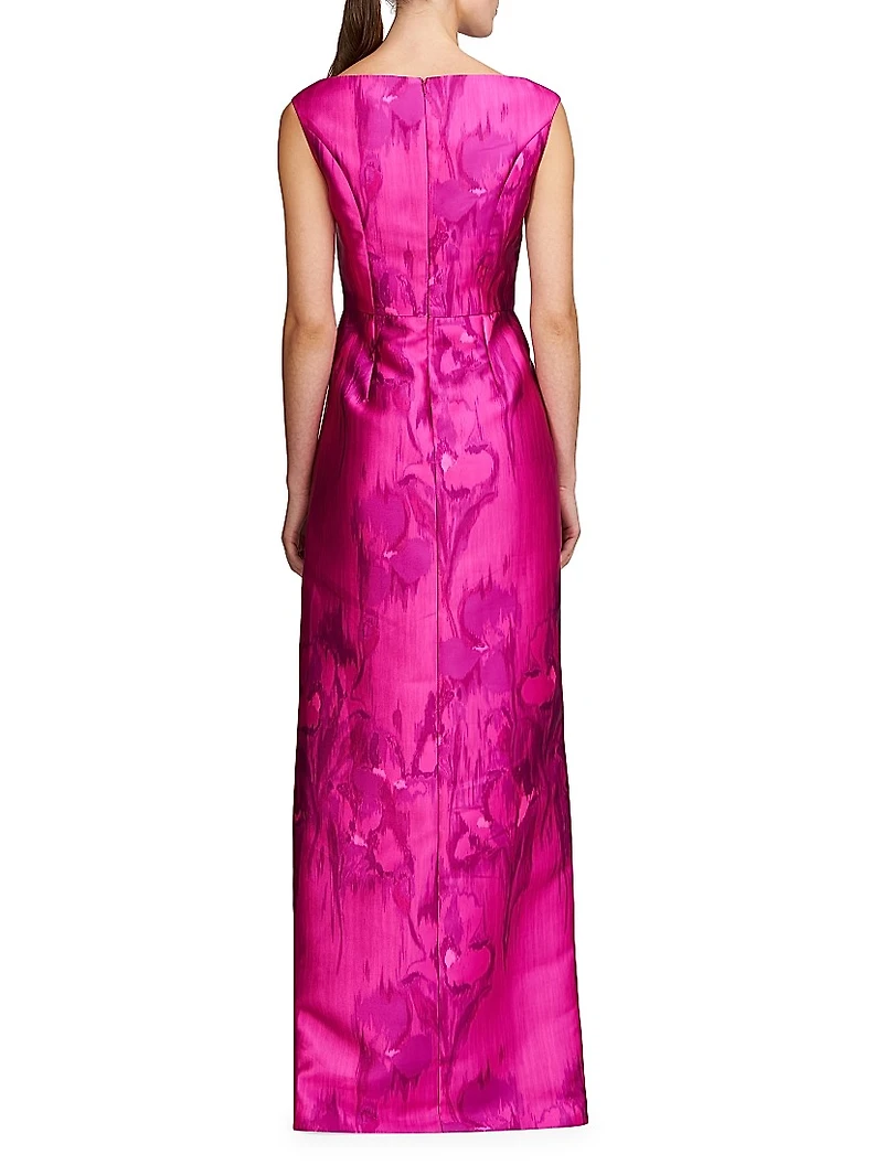 Astrid Floral Satin Column Gown
