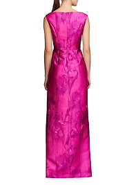 Astrid Floral Satin Column Gown
