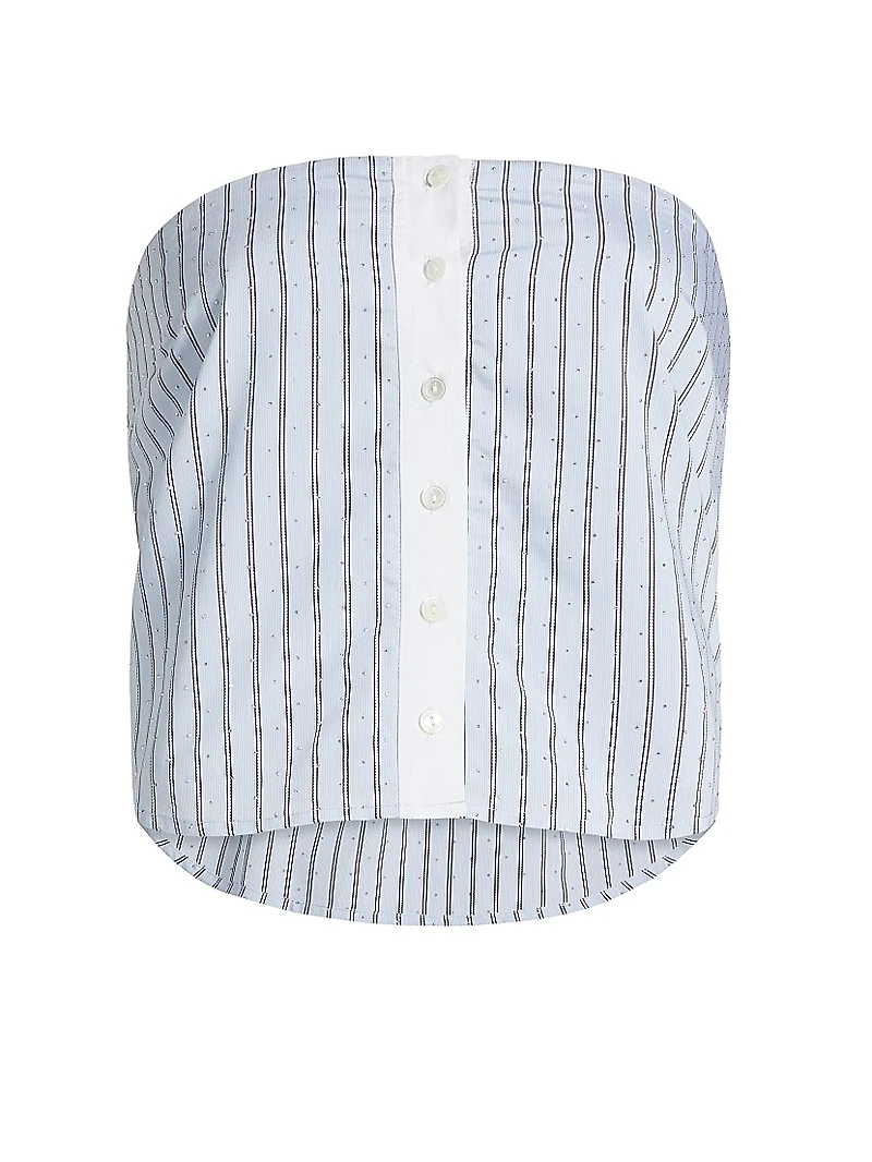 Liberty Button-Front Sleeveless Crop Top