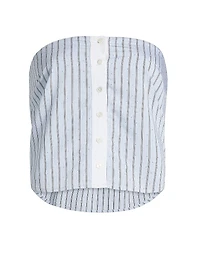 Liberty Button-Front Sleeveless Crop Top