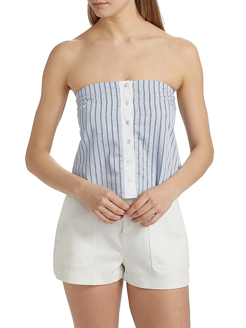 Liberty Button-Front Sleeveless Crop Top