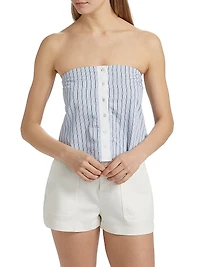 Liberty Button-Front Sleeveless Crop Top