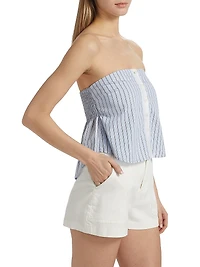 Liberty Button-Front Sleeveless Crop Top