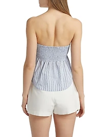 Liberty Button-Front Sleeveless Crop Top