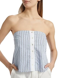 Liberty Button-Front Sleeveless Crop Top