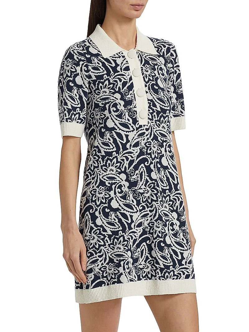 Erin Floral Bouclé Point Collar Minidress