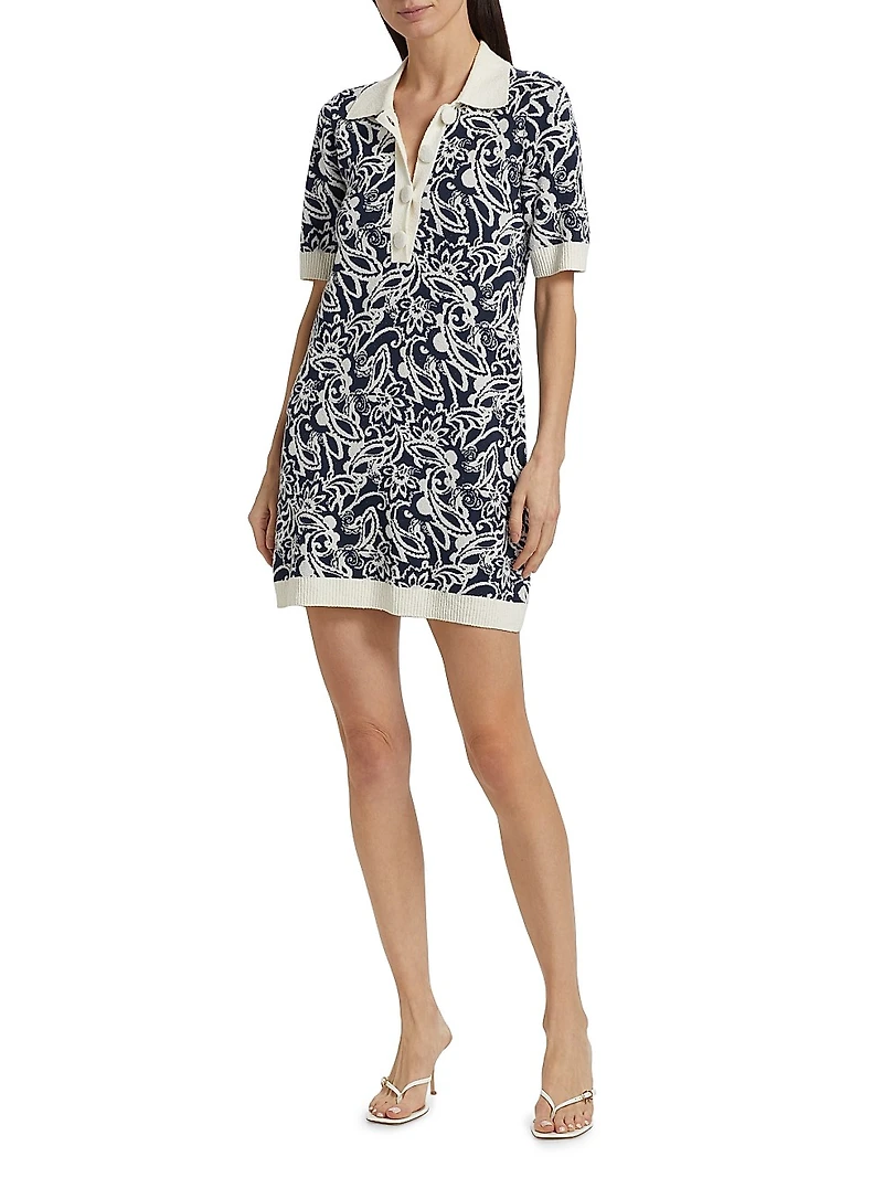 Erin Floral Bouclé Point Collar Minidress