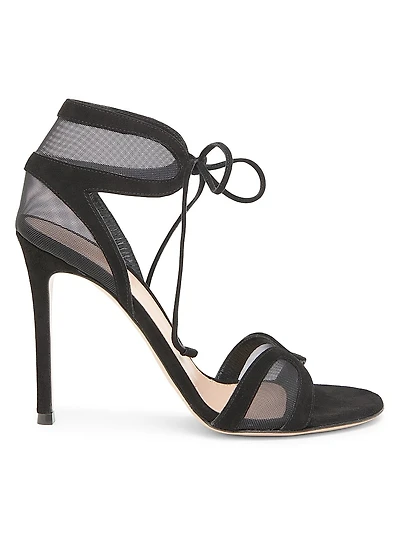 105MM Mesh & Suede Stiletto Sandals