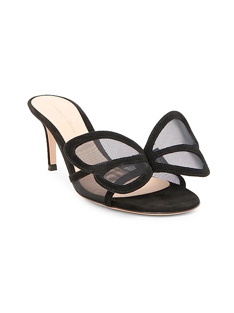 70MM Butterfly Suede & Mesh Sandals