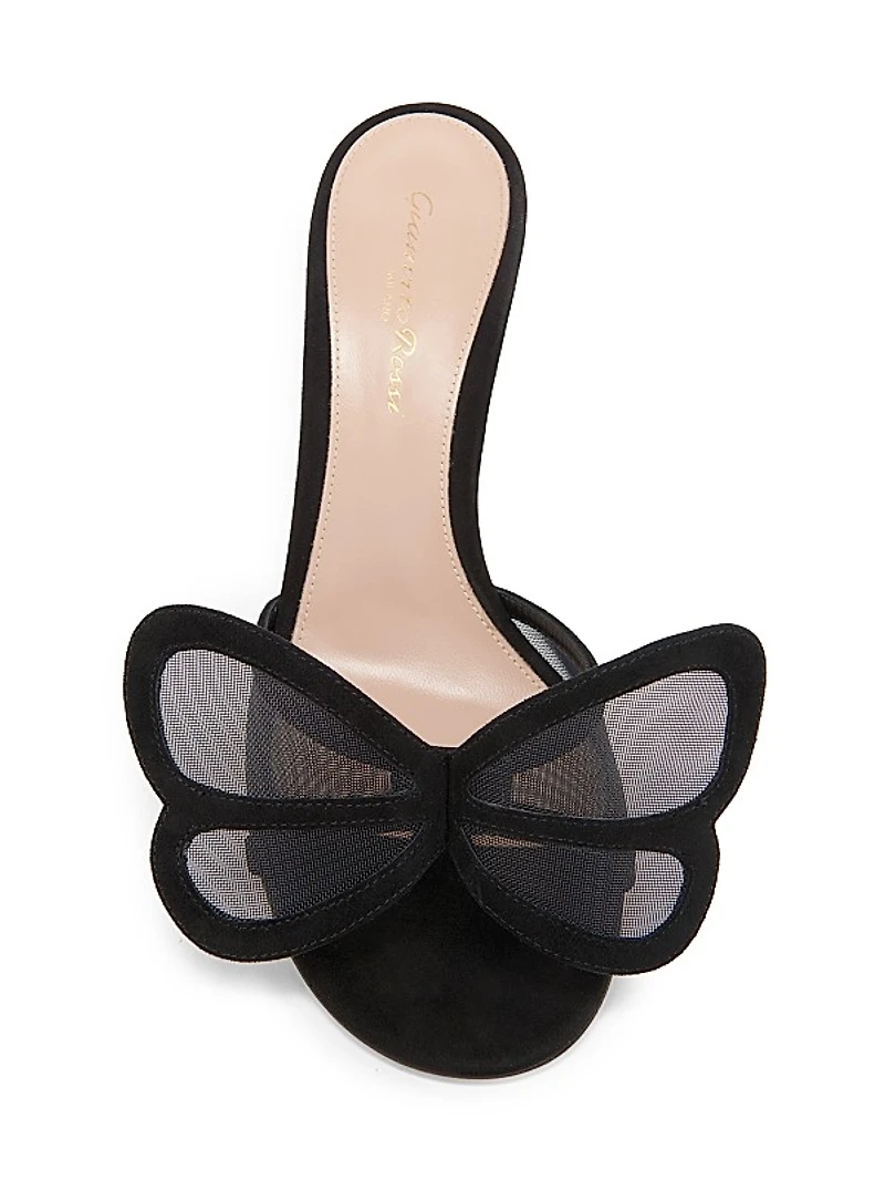 70MM Butterfly Suede & Mesh Sandals