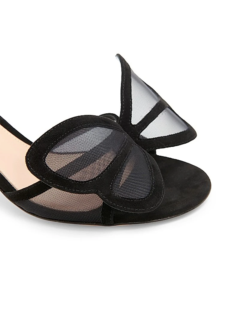 70MM Butterfly Suede & Mesh Sandals