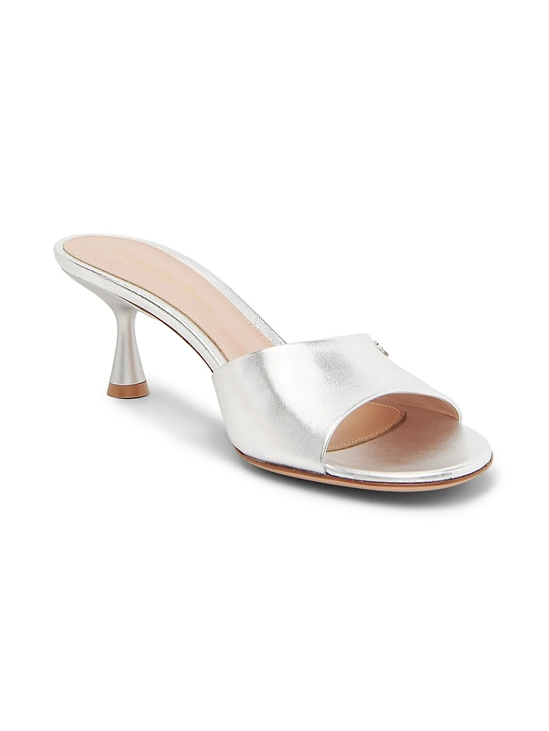 Ascent 55MM Metallic Leather Mules