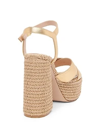 Bebe Leather & Raffia Platform Sandals