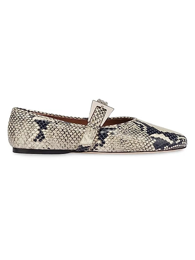 Sveva Python-Print Leather Ballet Flats
