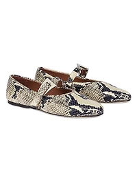 Sveva Python-Print Leather Ballet Flats