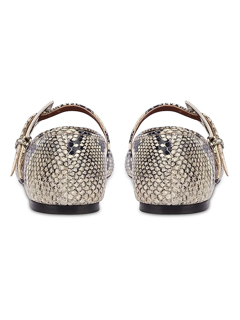 Sveva Python-Print Leather Ballet Flats