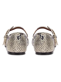 Sveva Python-Print Leather Ballet Flats