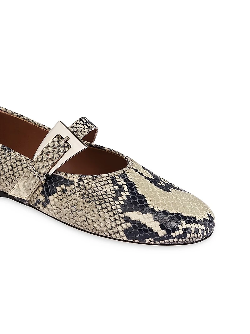 Sveva Python-Print Leather Ballet Flats