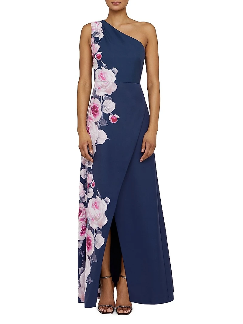 Carissa Floral One-Shoulder Gown