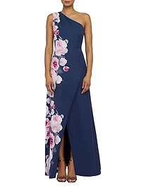 Carissa Floral One-Shoulder Gown