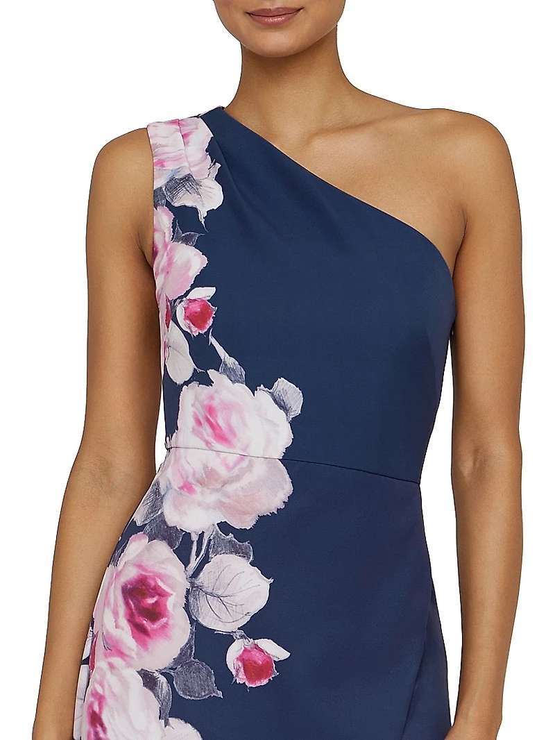 Carissa Floral One-Shoulder Gown