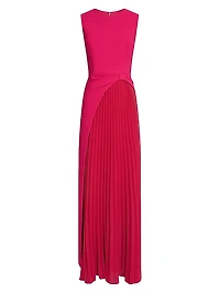 Brielle Pleated Stretch-Crêpe Gown