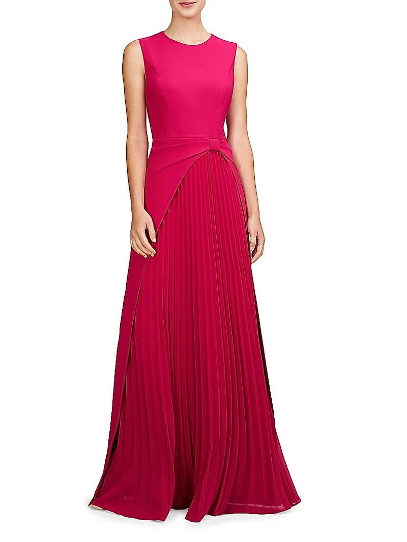 Brielle Pleated Stretch-Crêpe Gown