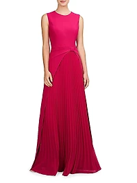 Brielle Pleated Stretch-Crêpe Gown
