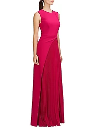 Brielle Pleated Stretch-Crêpe Gown