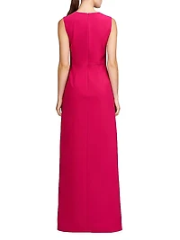 Brielle Pleated Stretch-Crêpe Gown