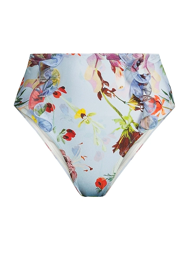 Lily Flower High-Waisted Bikini Bottom