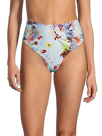 Lily Flower High-Waisted Bikini Bottom