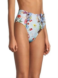 Lily Flower High-Waisted Bikini Bottom