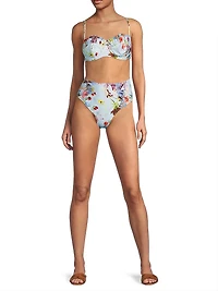 Lily Flower High-Waisted Bikini Bottom